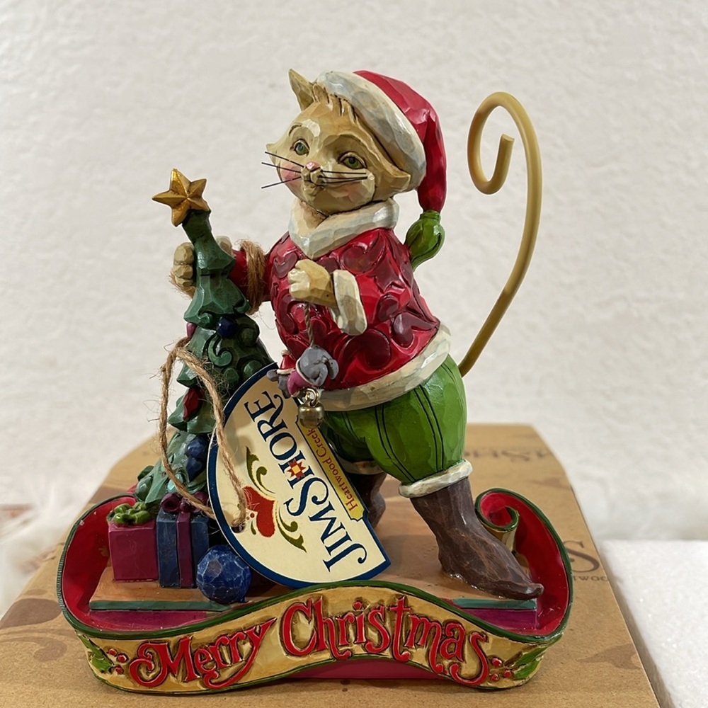 JIM SHORE 2014 Heartwood Creek Christmas Cat-itude Decorating 5.25-Inch NEW